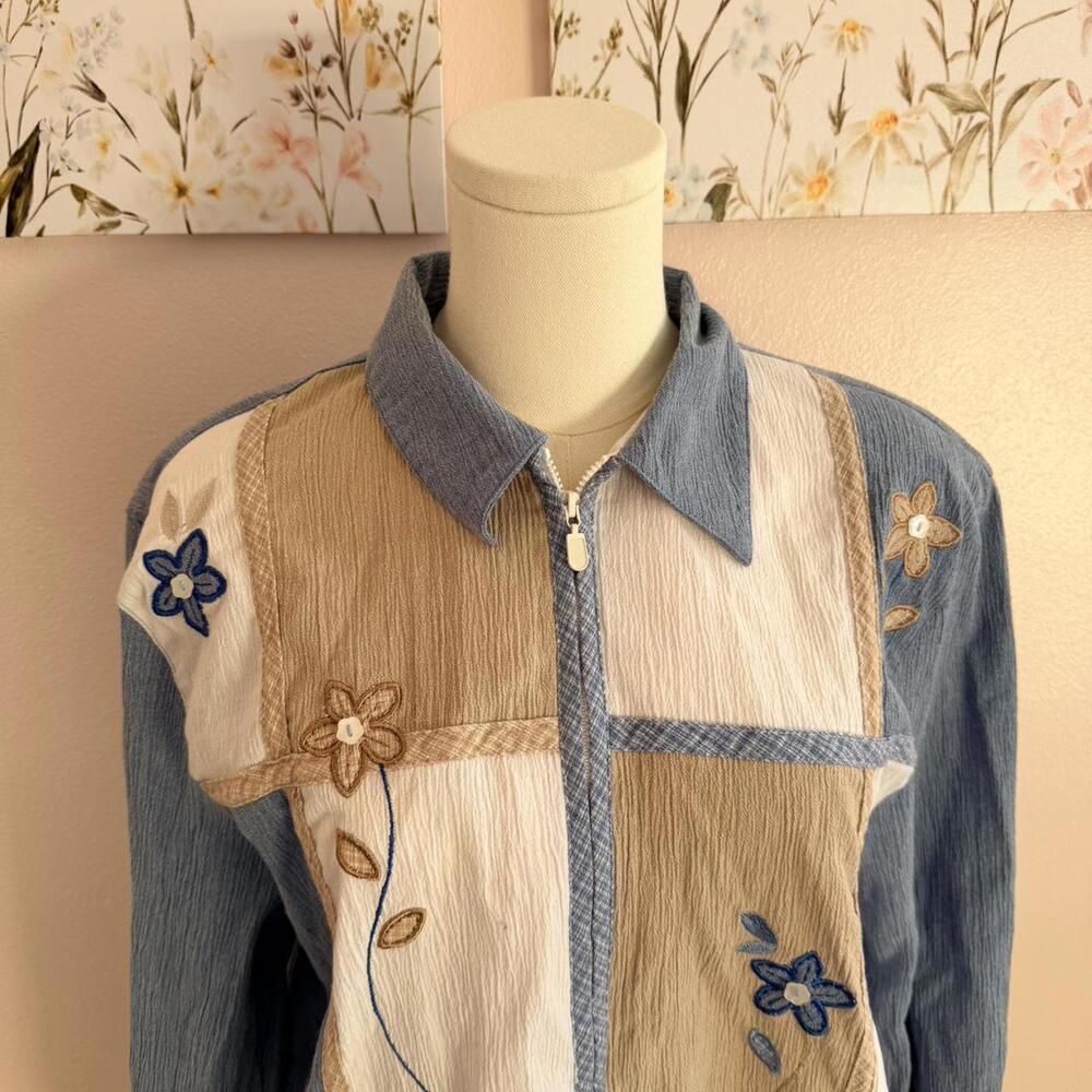 Vintage Floral Patchwork Zip-Up Jacket - image 2